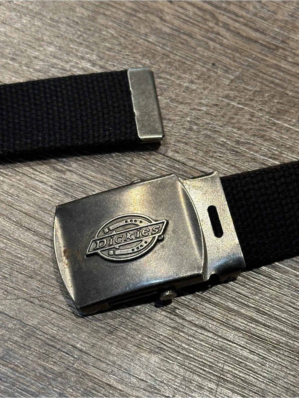 Dickies Black Cotton Web Silver Belt Fully Adjustable with Military Buckle